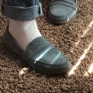 Women’s blue suede loafers